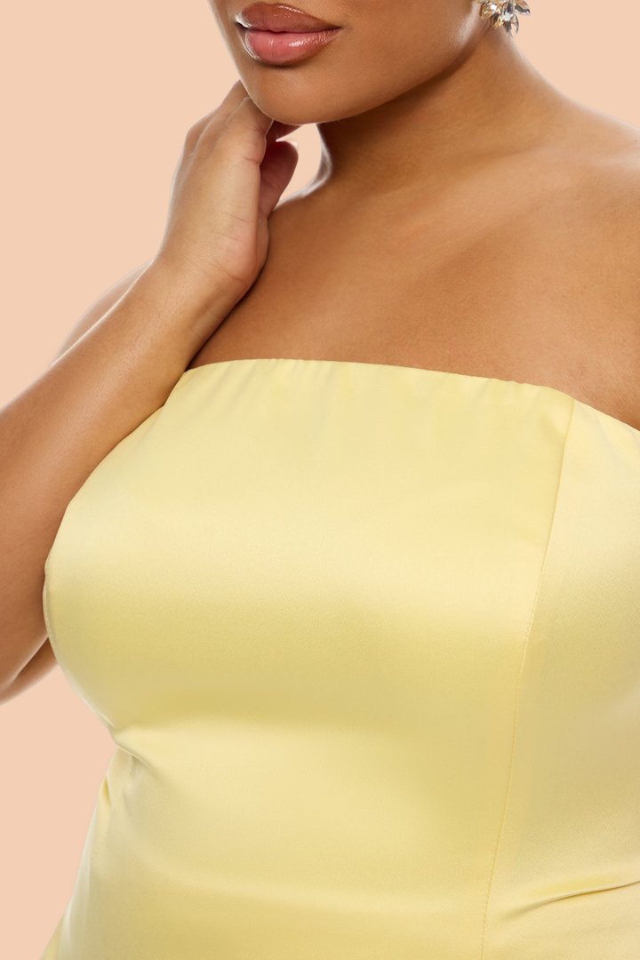 Kenny Satin Gown - Butter Yellow