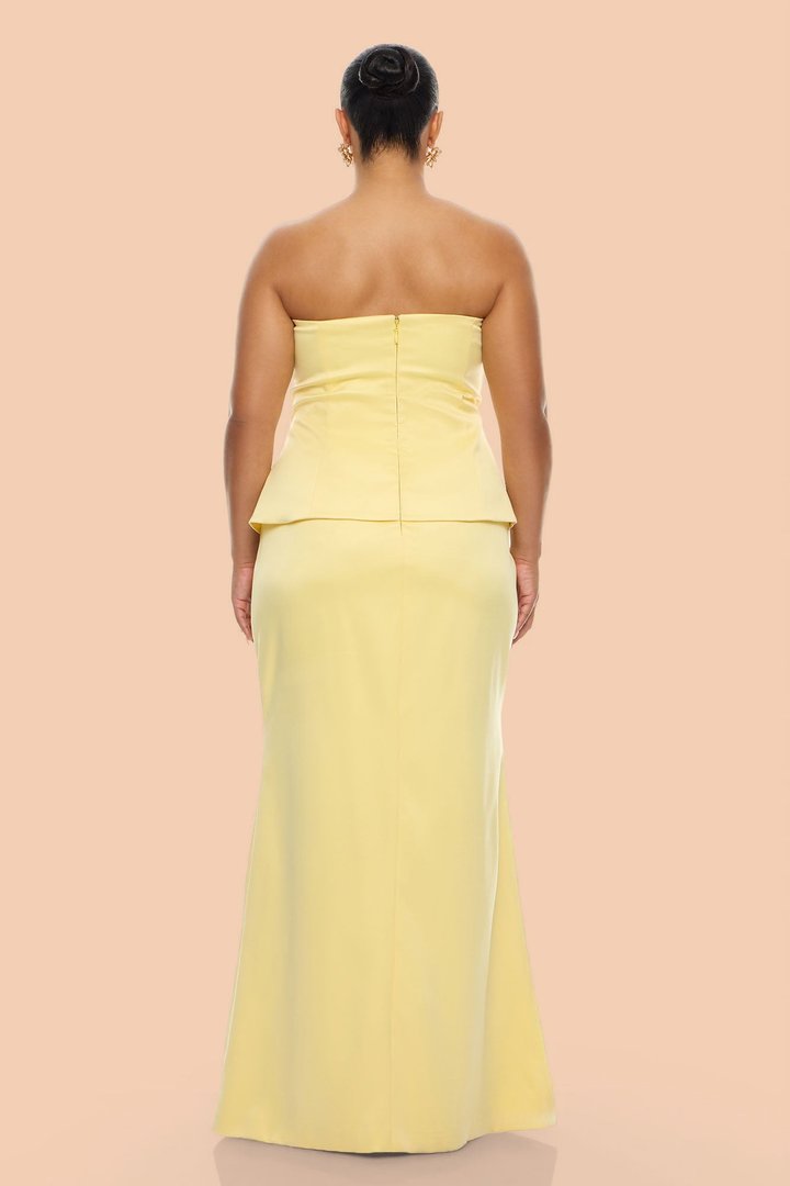 Kenny Satin Gown - Butter Yellow