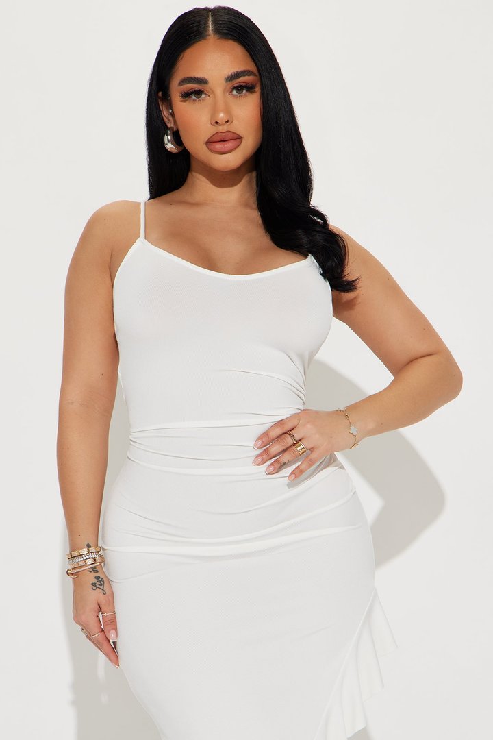Celeste Ruffle Midi Dress - White
