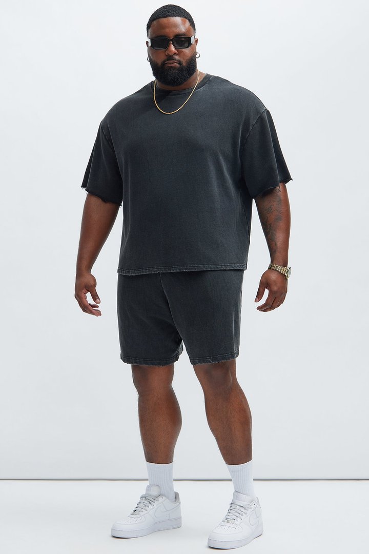 Tayson Heavy Wash Relaxed Shorts - Black Wash