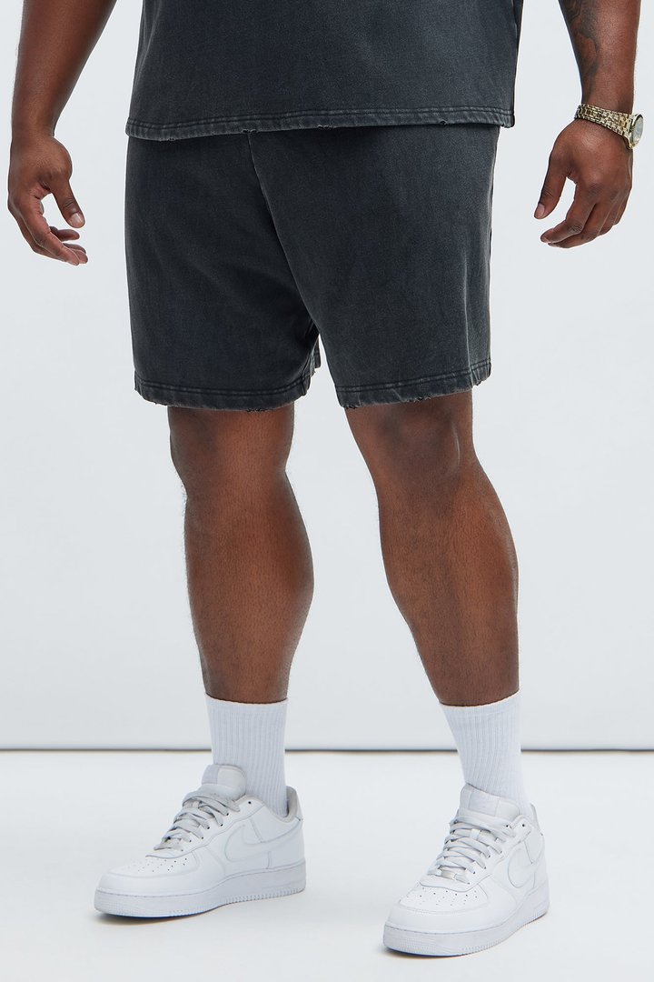 Tayson Heavy Wash Relaxed Shorts - Black Wash