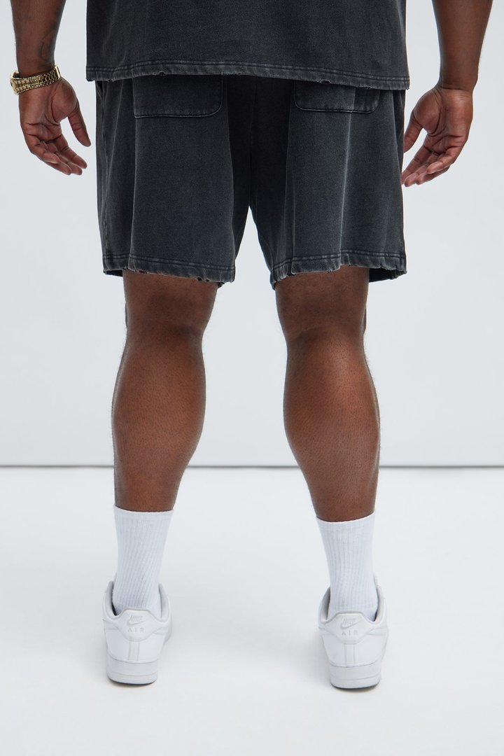 Tayson Heavy Wash Relaxed Shorts - Black Wash