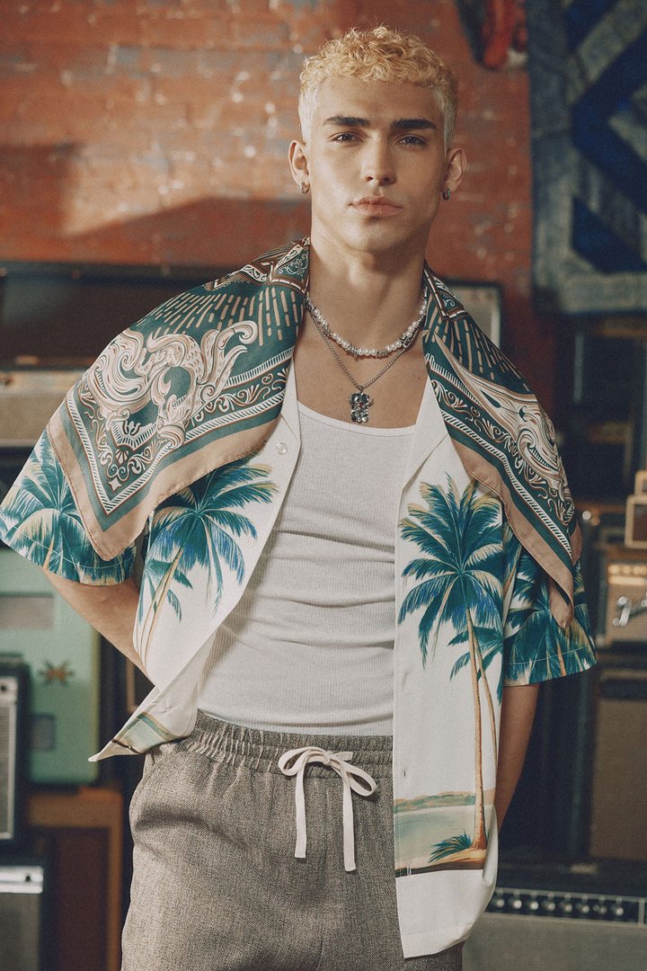 Moulay Palm Printed Cuban Shirt - Cream/combo