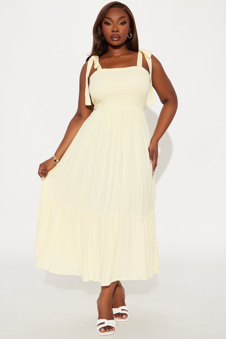 Liv Smocked Midi Dress - Butter Yellow