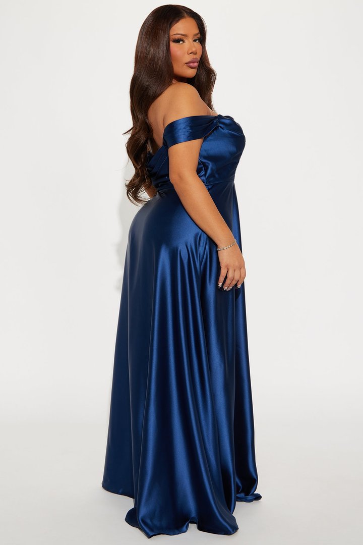 Rosalee Satin Gown - Navy