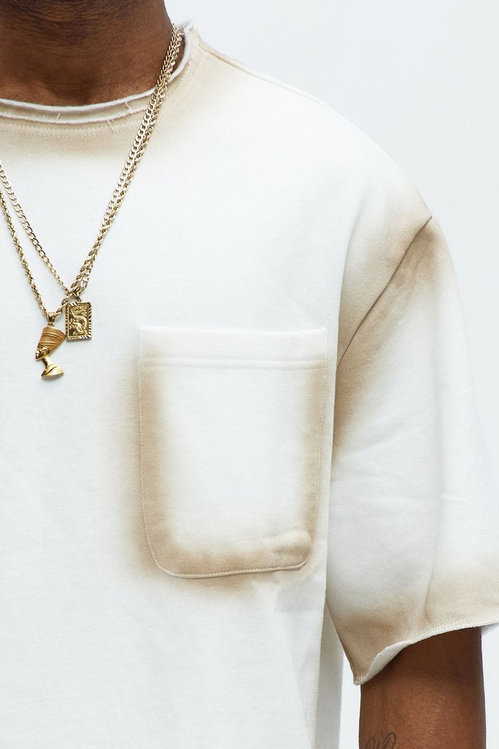 Tayson Blurred Lines Relaxed Fleece Tee - Cream