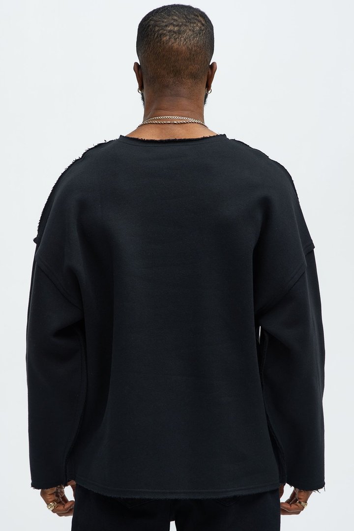 Tayson Luxury Dept Frayed Oversized Sweatshirt - Black