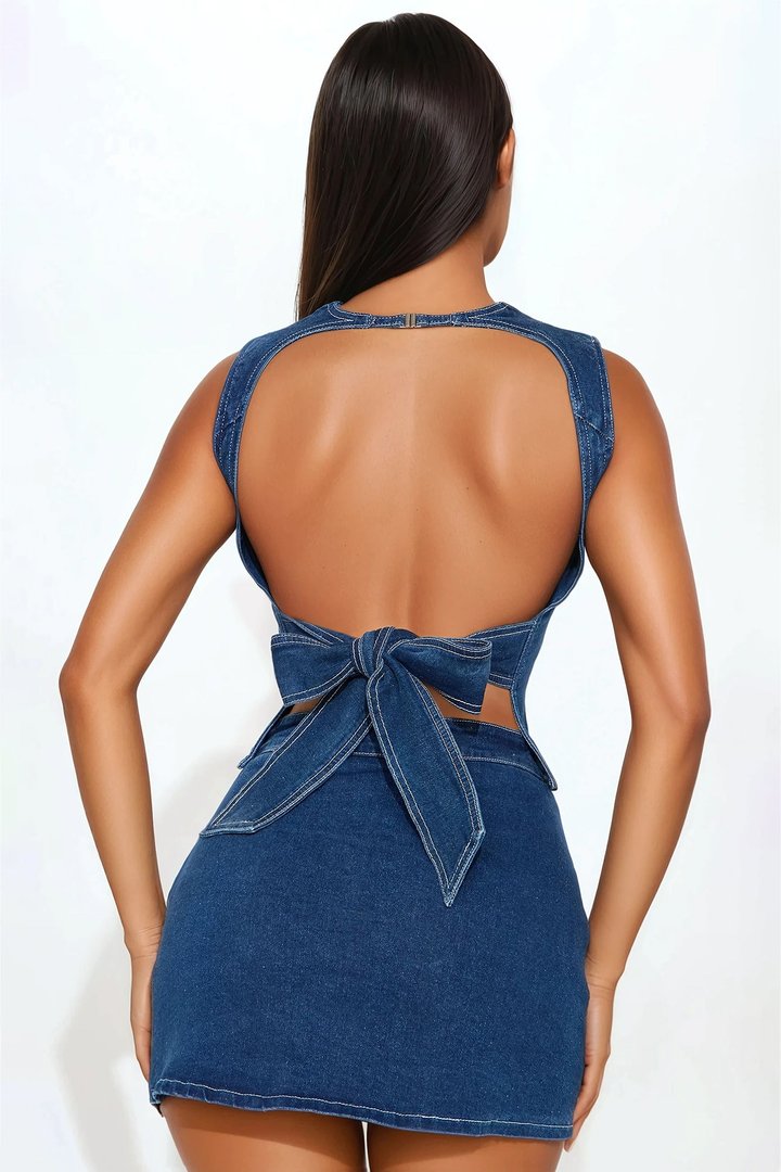 Kiki Denim Skirt Set - Dark Wash