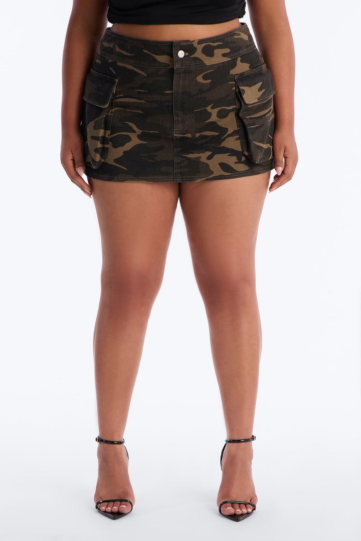 Off The Grid Camo Cargo Mini Skirt - Camouflage