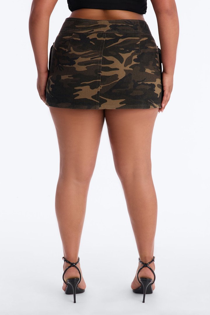 Off The Grid Camo Cargo Mini Skirt - Camouflage