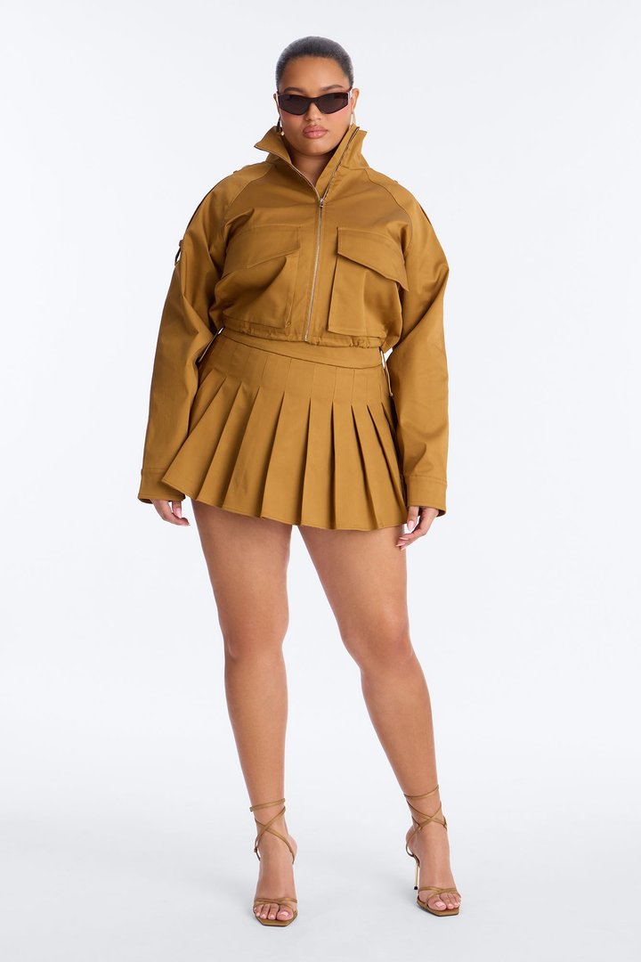 Blakely Twill Cropped Utility Jacket - Khaki