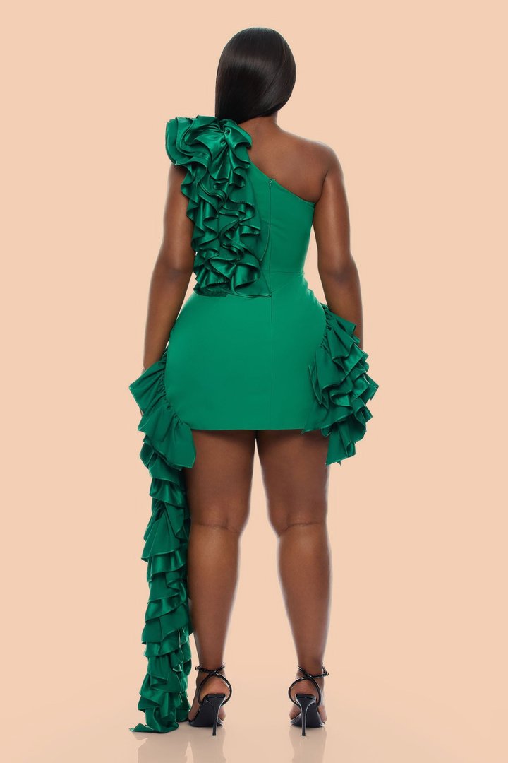 Leila Ruffle Mini Dress - Green