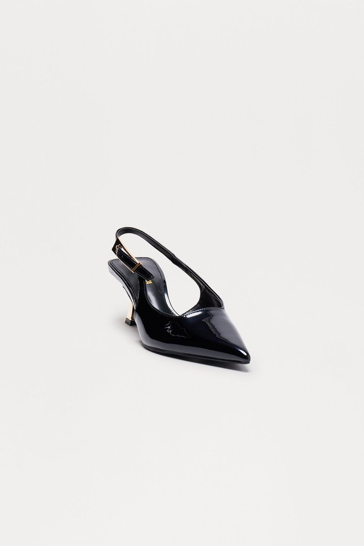 Cassandra Slingback Kitten Heels - Black