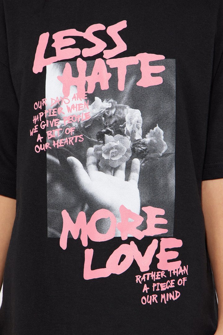 Mini Less Hate More Love Tee - Black
