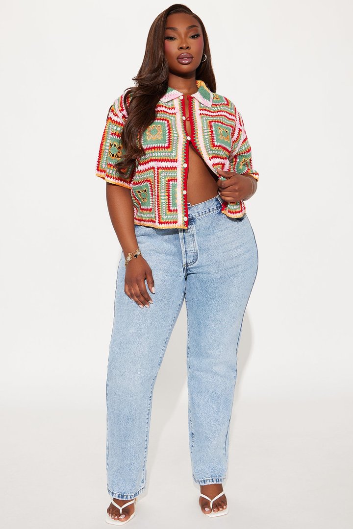 Lost In Your Eyes Crochet Shirt - Multi Color