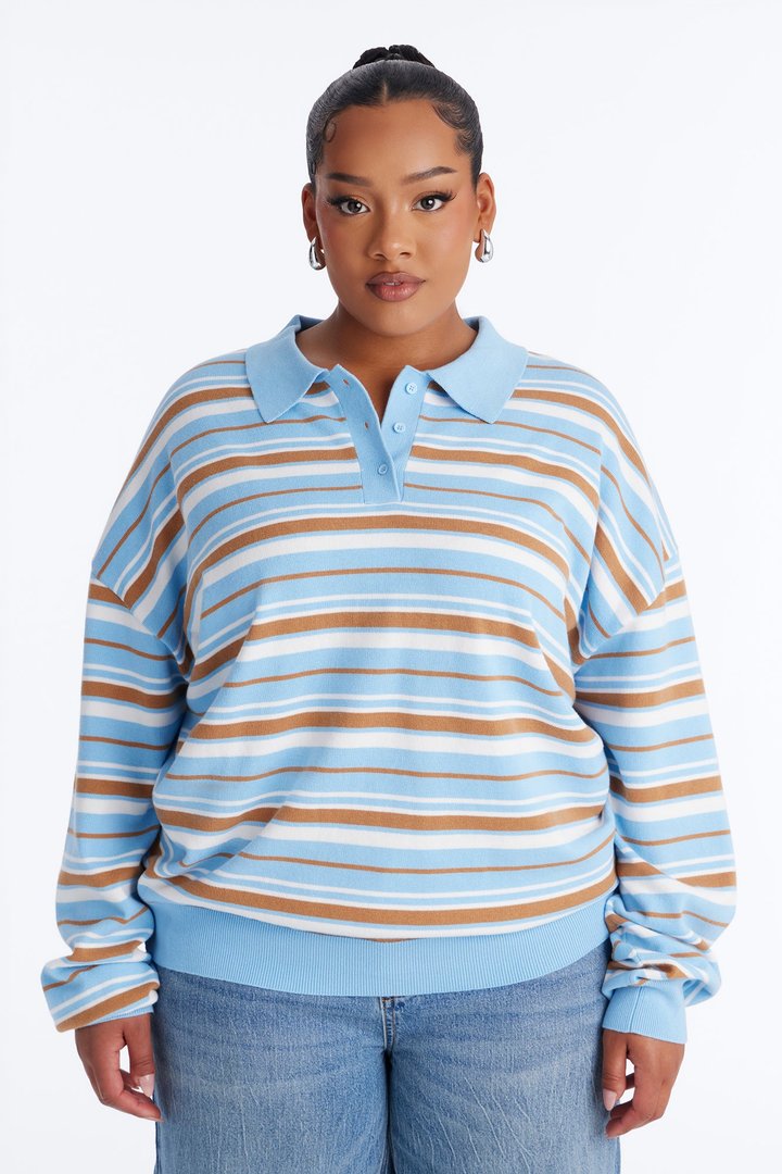 Martini Striped Polo Sweater - Blue/combo