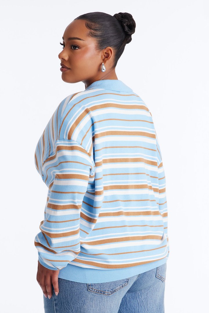 Martini Striped Polo Sweater - Blue/combo