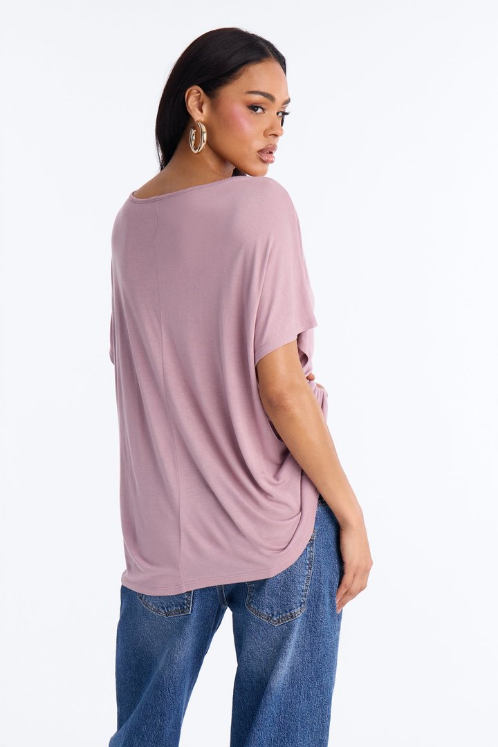 Tasmin Oversized V Neck Tee - Lilac