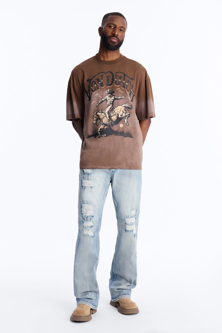 Stacked Skinny Flare Rouge Ripped Jeans - Light Wash