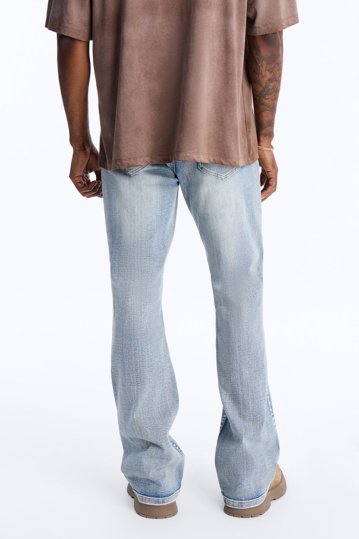 Stacked Skinny Flare Rouge Ripped Jeans - Light Wash