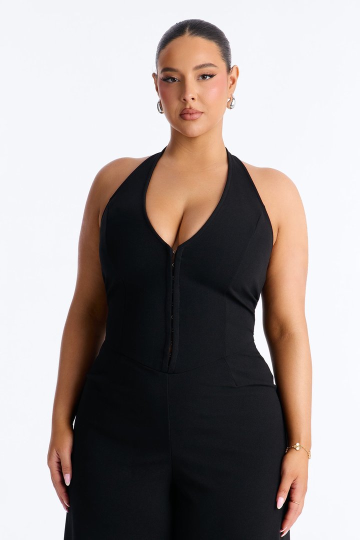 Diane Halter Wide Leg Jumpsuit - Black