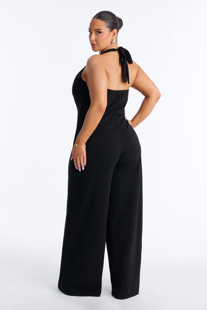 Diane Halter Wide Leg Jumpsuit - Black