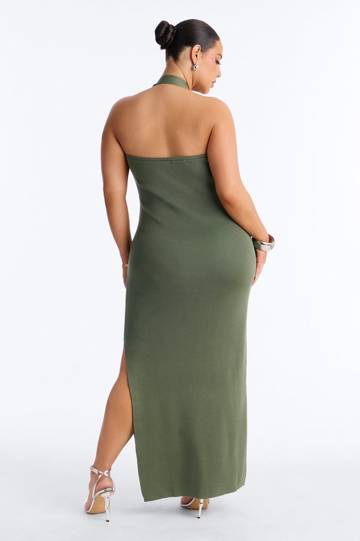 Switch It Up Halter Maxi Dress - Olive