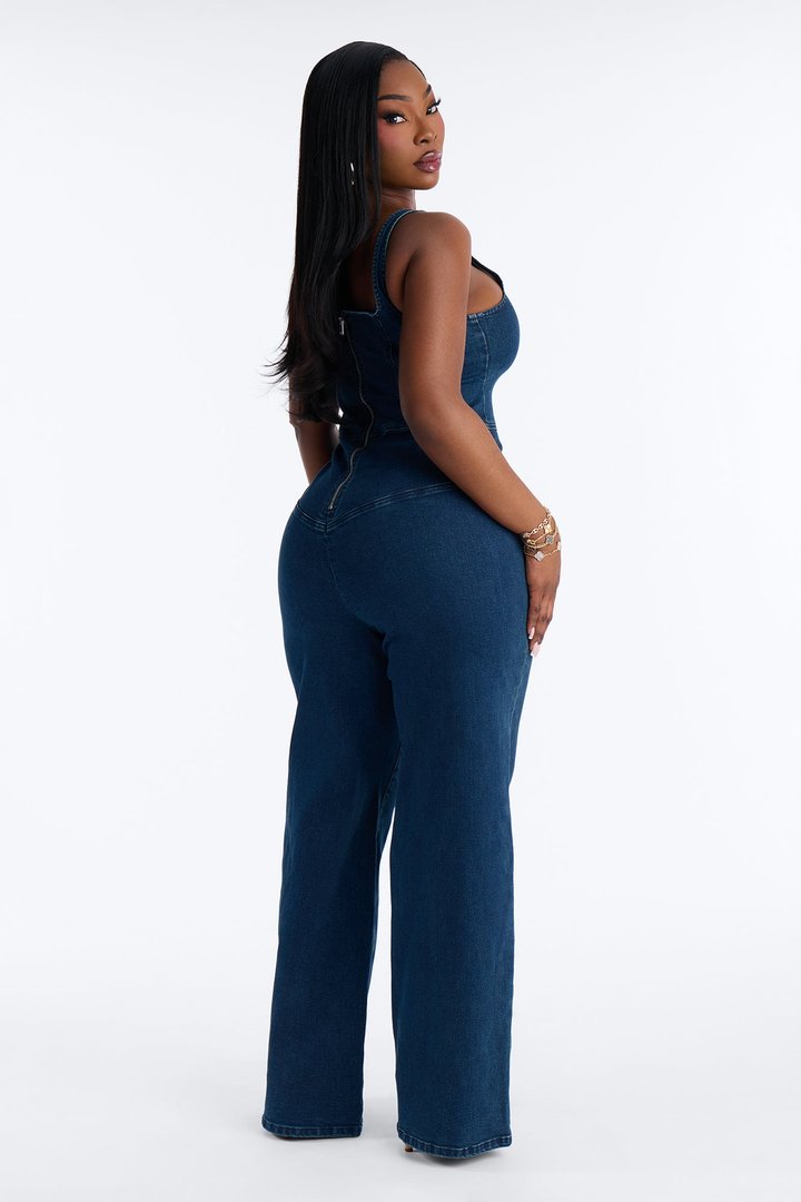Nice To Know You Denim Jumpsuit - Dark Wash