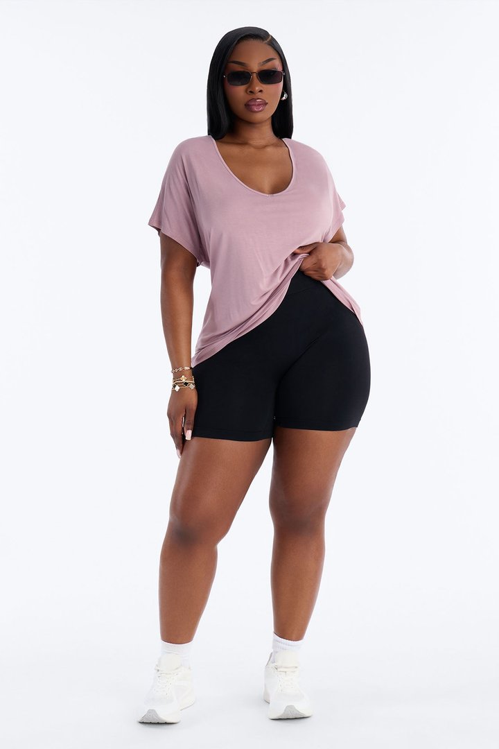 Tasmin Oversized V Neck Tee - Lilac