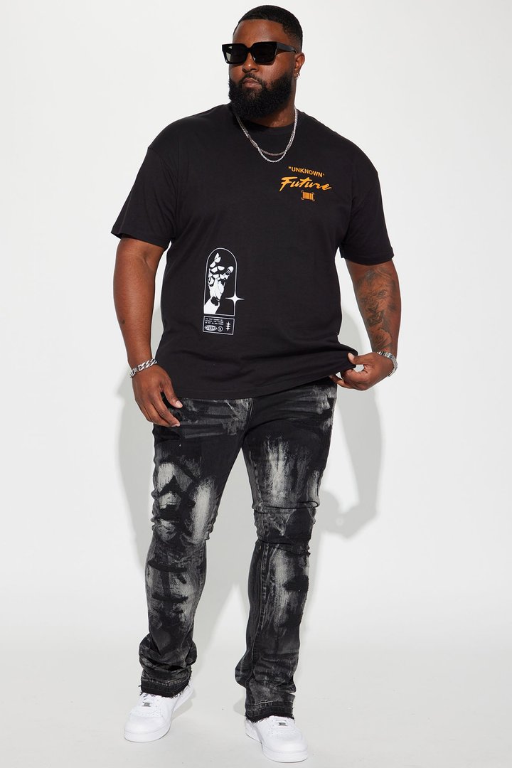 No Cap Stacked Skinny Flare Jeans - Black Wash
