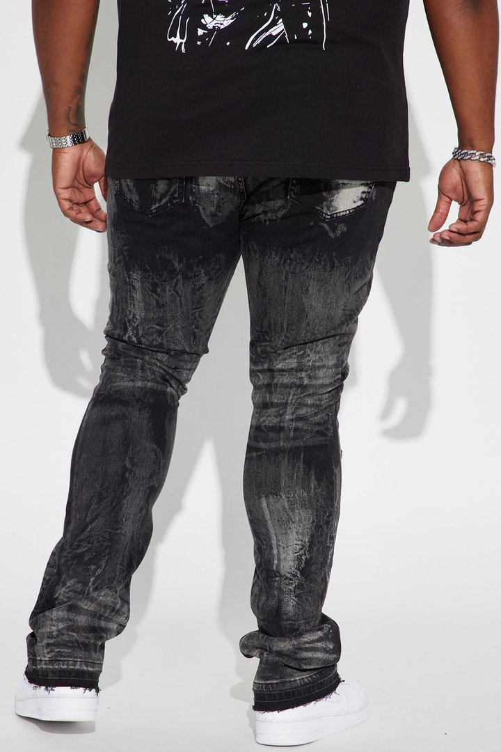 No Cap Stacked Skinny Flare Jeans - Black Wash