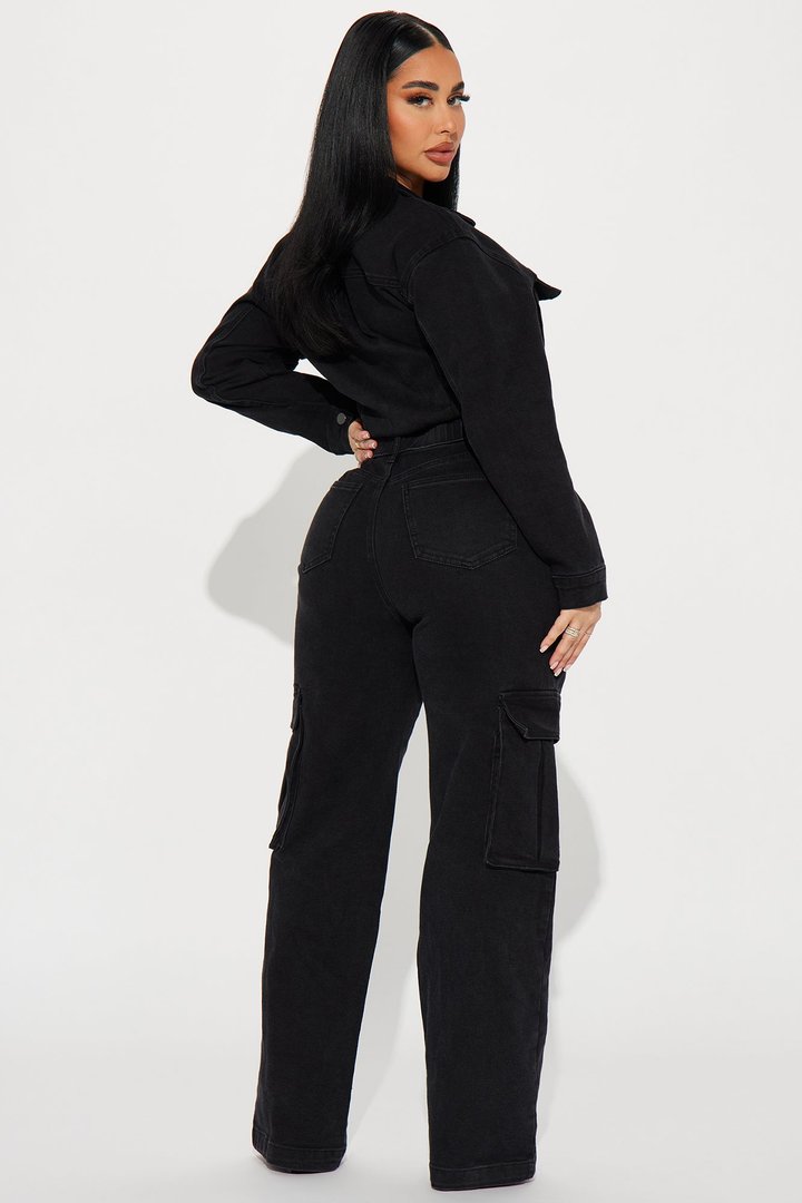 Stunning Allure Denim Jumpsuit - Black
