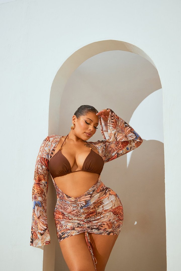 Jungle Beach 3 Piece Bikini Set - Mocha/combo