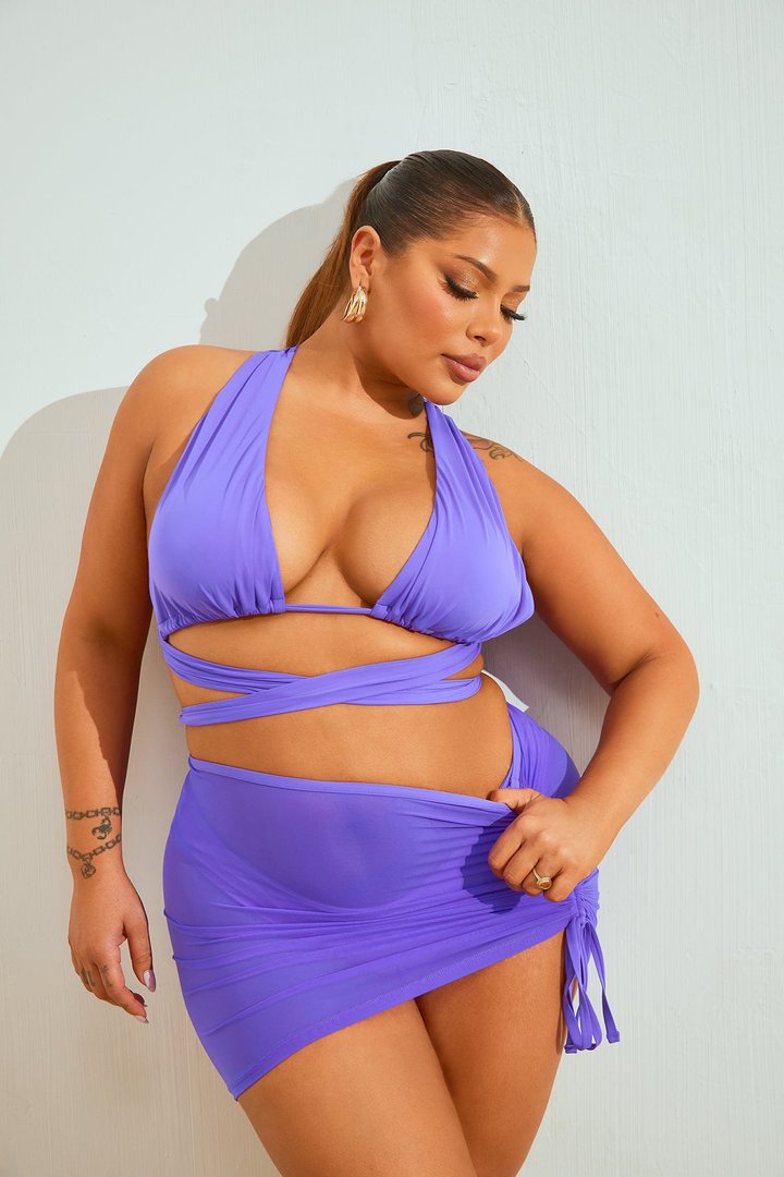 Pina Colada Dreams 3 Piece Bikini Set - Purple