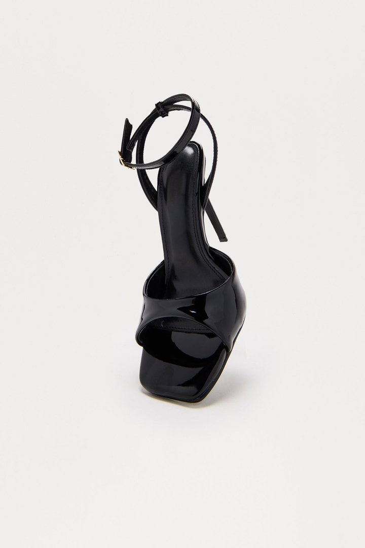 Romy Faux Patent Stiletto Heels - Black