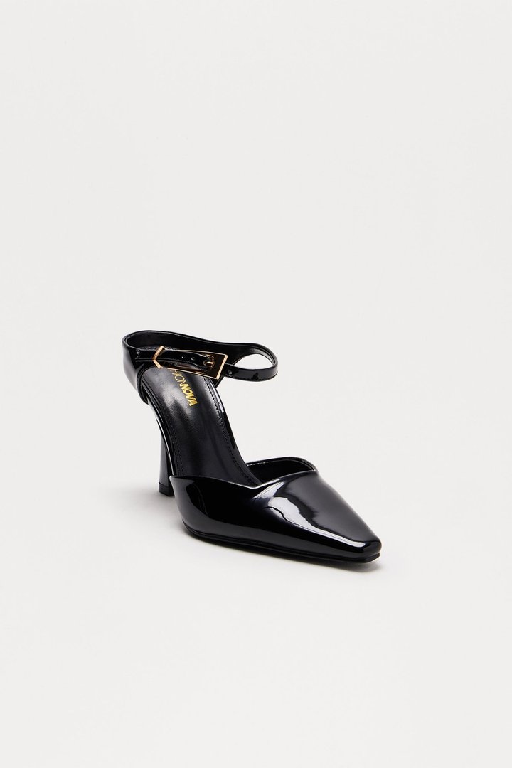 Cesar Buckle Mule Pumps - Black