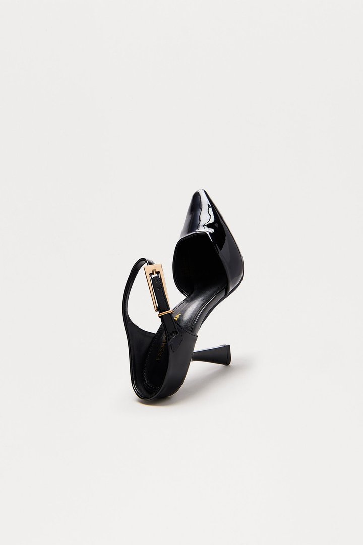 Cesar Buckle Mule Pumps - Black