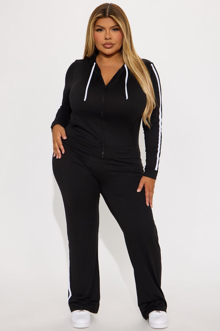 Tennis Courts Wide Leg Pant Set - Black
