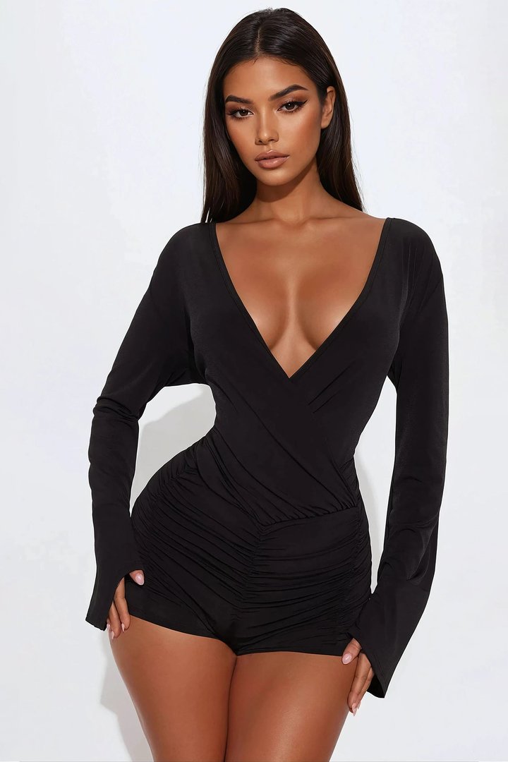 Nora Micro Short Romper - Black