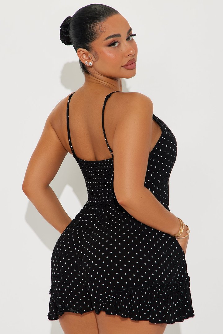 Itsy Bitsy Polka Dot Romper - Black/White