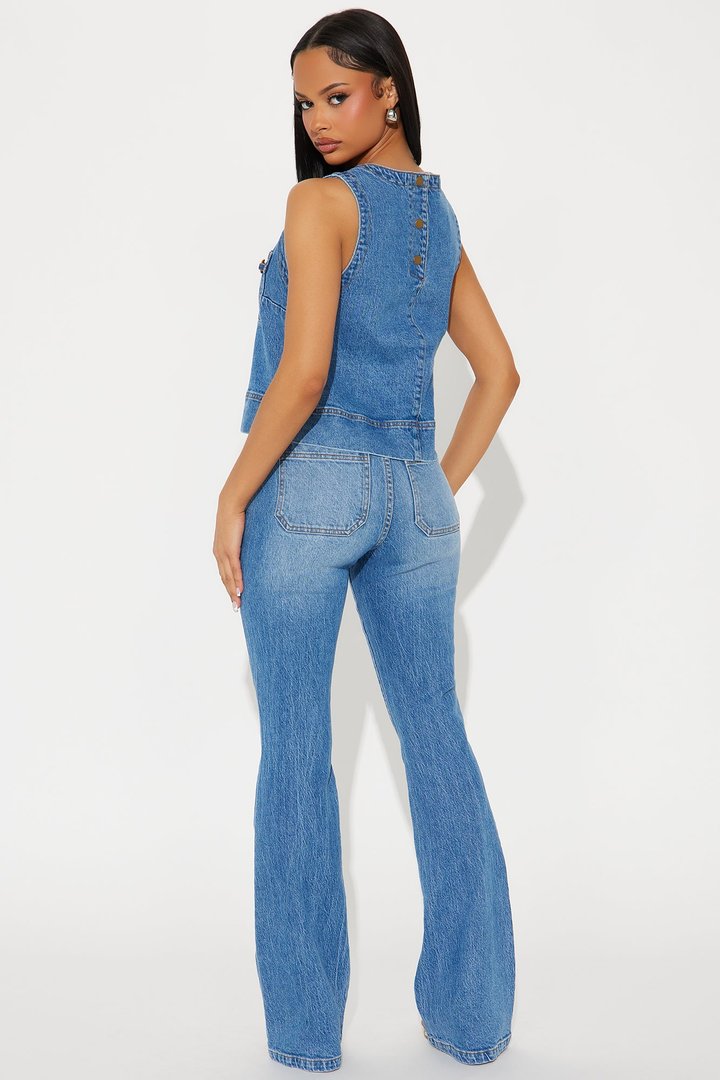 Lorena Denim Pant Set - Medium Wash