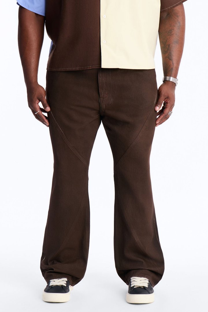 Stacked Slim Flare Phantom Waxed Jean - Brown