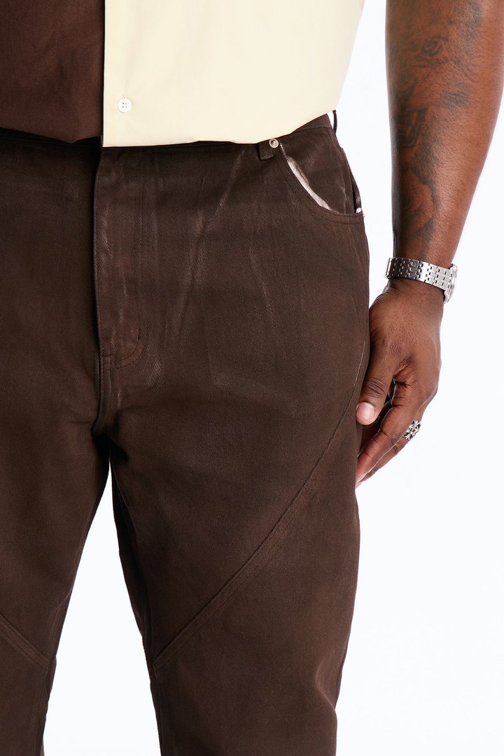 Stacked Slim Flare Phantom Waxed Jean - Brown