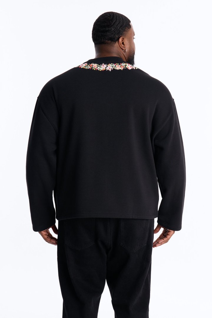 Roses Clean Finished Fleece Crewneck Sweatshirt - Black