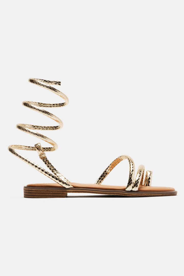 Like You Mean It Wrap Up Flat Sandals - Gold