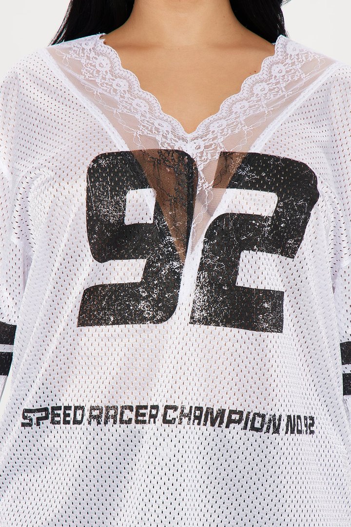 Box Suite Lace Jersey Tee - White