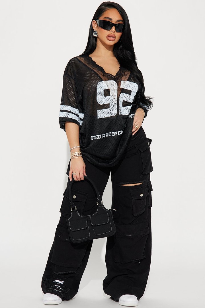 Box Suite Lace Jersey Tee - Black