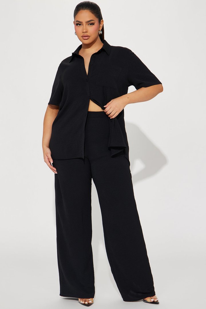 Makenzie Short Sleeve Pant Set - Black
