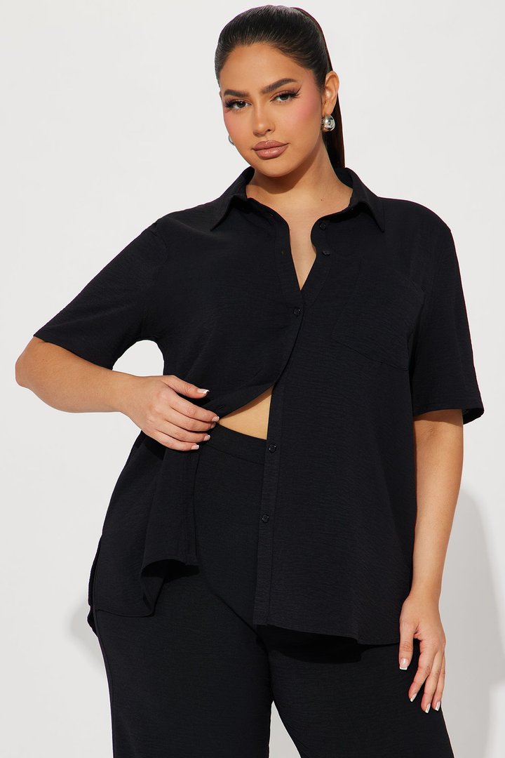 Makenzie Short Sleeve Pant Set - Black