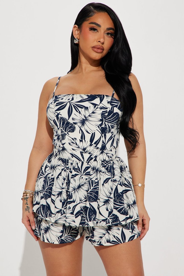 Piña Coladas Romper - Navy/combo